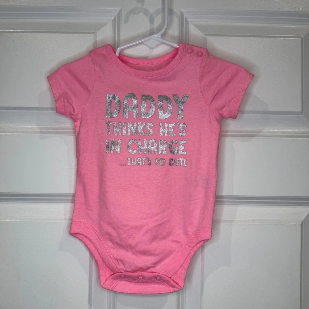 Garanimals Pink Daddy Thinks Hes‎ In Charge Baby Girl Bodysuit Size 3-6 Months